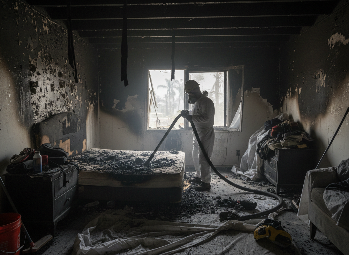 Bedroom Fire Damage Cleanup in Tarzana, CA